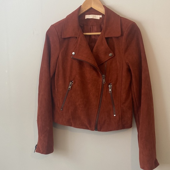 EUC ASTR Burnt Orange Faux Suede Cropped Jacket - Picture 3 of 5
